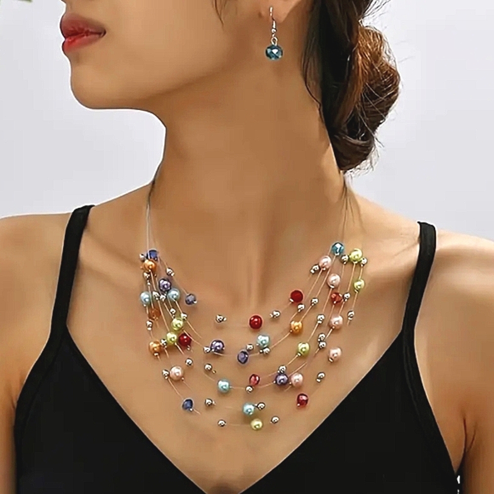3 Set Bohemian Necklace Earrings Set - Bohemian style Necklace & Beaded necklace - Picture 3 of 6